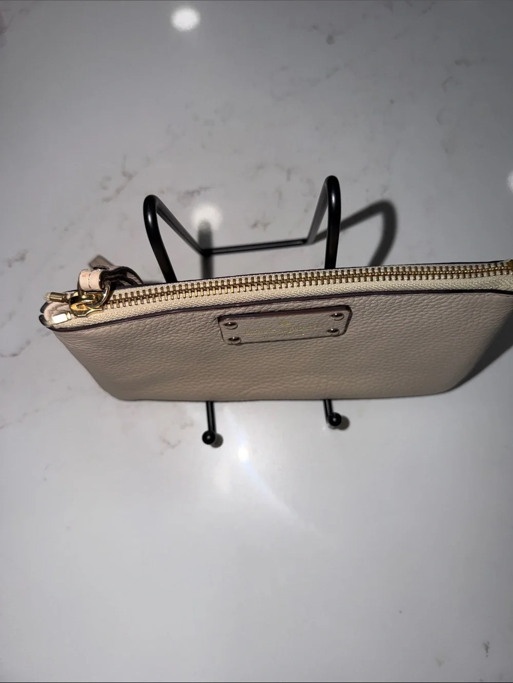 kate spade Pebbled Leather Wristlet - Light Beige
